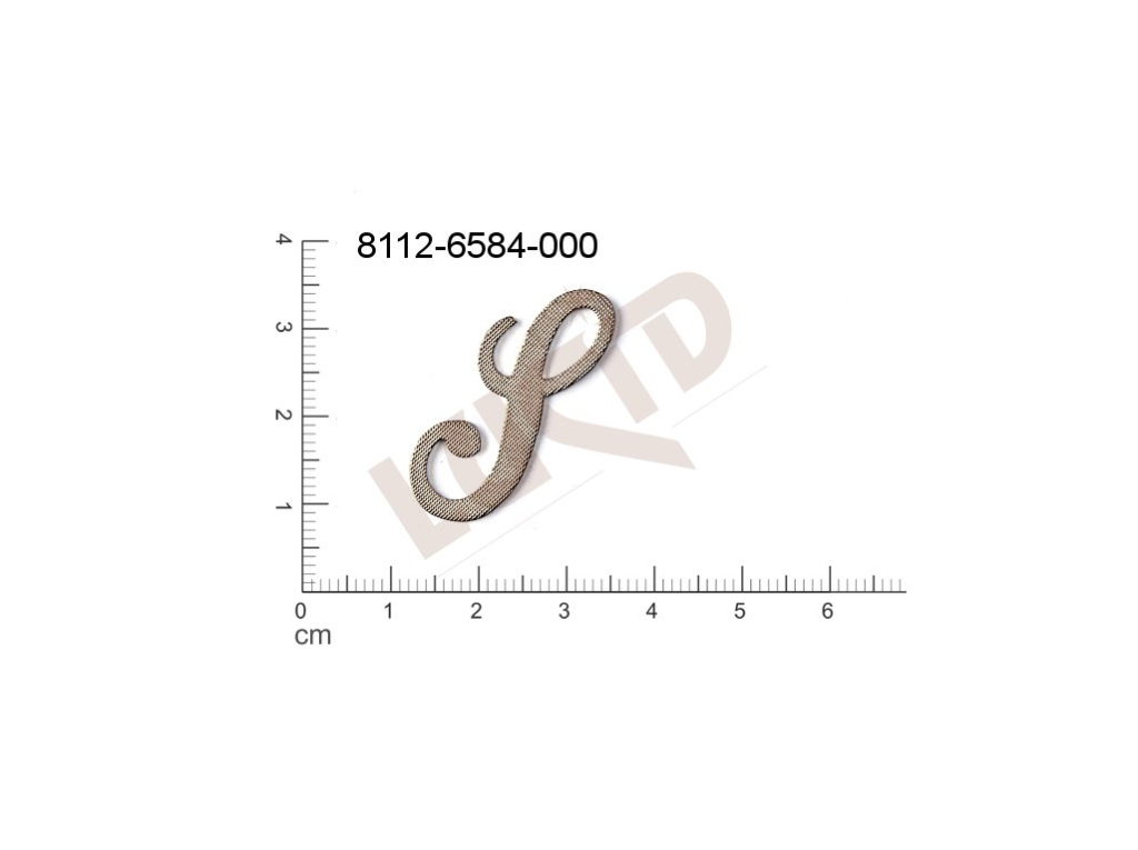 Plochý výsek písmena bez oček (svěšovacích dírek) 33.0x13.0mm