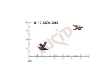 Tvarový výlisek rostlinné motivy lístečky bez oček (svěšovacích dírek) 13.0x10.0mm