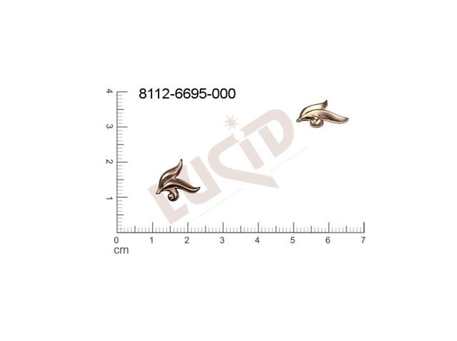 Tvarový výlisek rostlinné motivy lístečky bez oček (svěšovacích dírek) 13.0x10.0mm