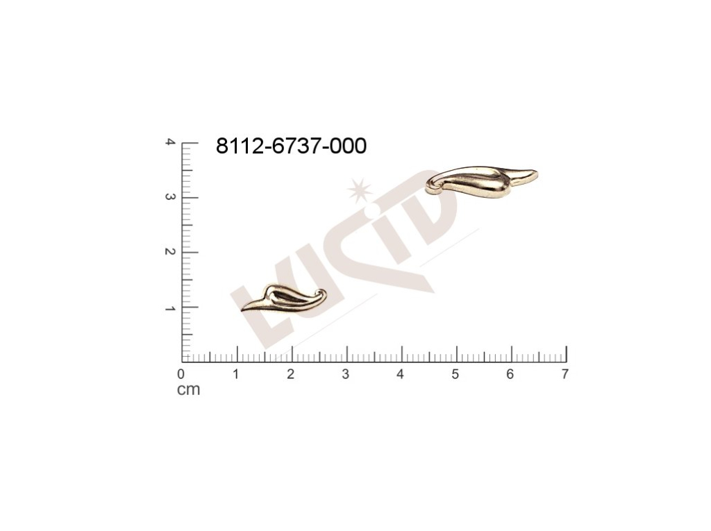 Tvarový výlisek rostlinné motivy lístečky bez oček (svěšovacích dírek) 17.0x5.0mm