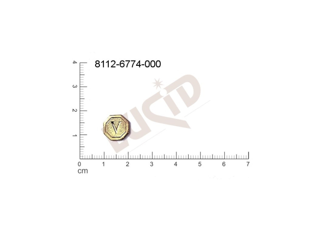 Tvarový výlisek písmena bez oček (svěšovacích dírek) 10.0x10.0mm