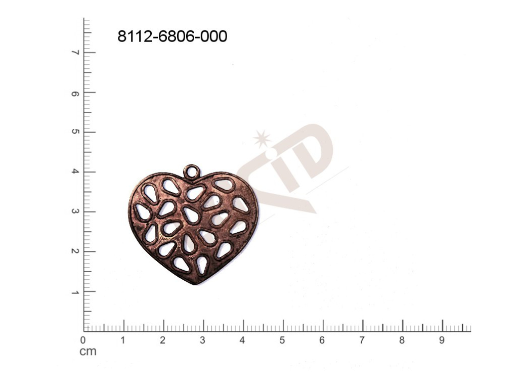 Tvarový výlisek srdíčka ostatní s 1 očkem (svěšovací dírkou) 33.0x31.0mm