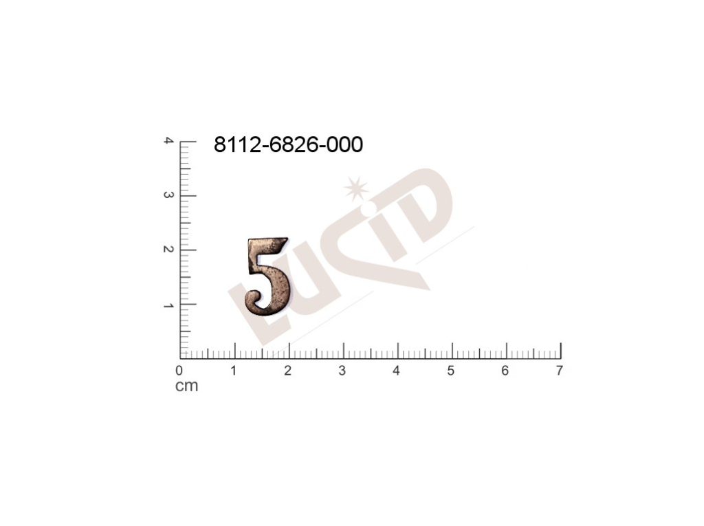 Plochý výsek čísla ostatní bez oček (svěšovacích dírek) 15.0x9.0mm