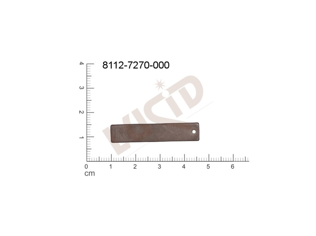 Plochý výsek čtyřúhelníky ostatní s 1 očkem (svěšovací dírkou) 35.0x8.0mm