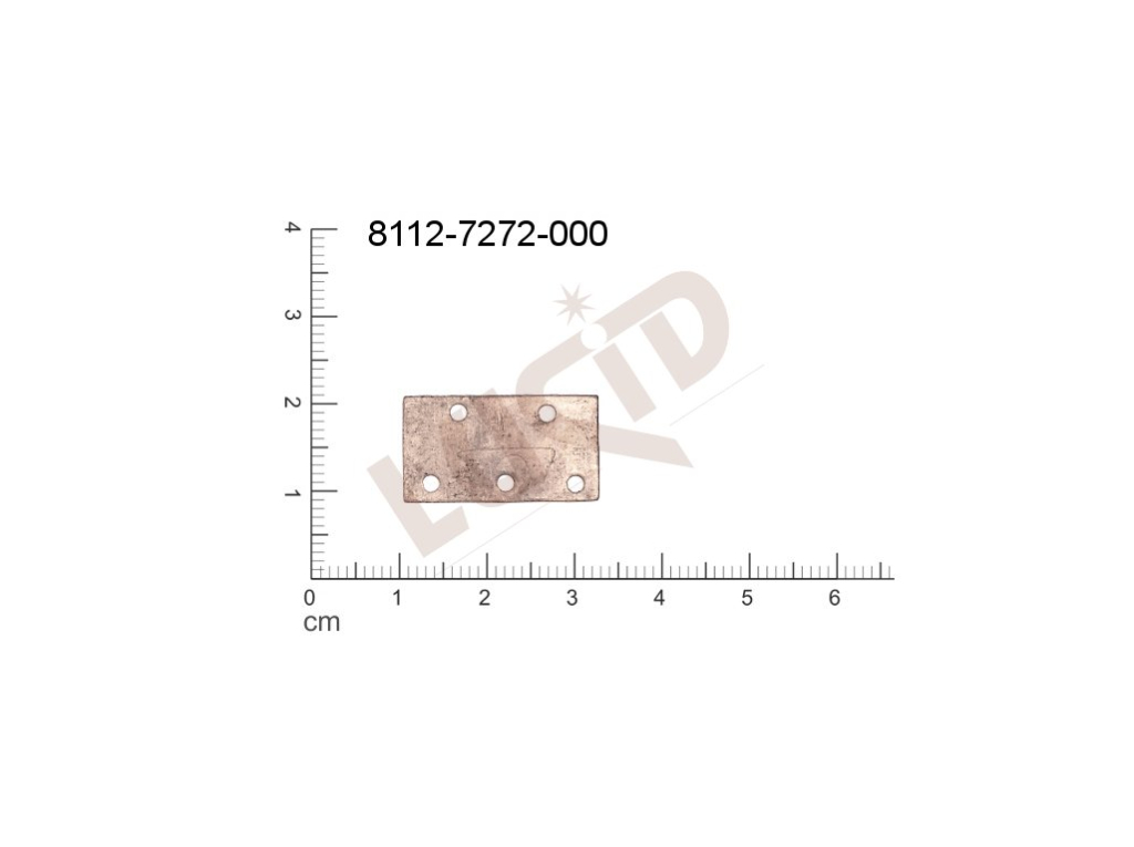 Plochý výsek čtyřúhelníky ostatní s více očky (svěšovacími dírkami) 24.0x13.0mm