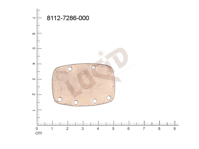 Plochý výsek čtyřúhelníky ostatní s více očky (svěšovacími dírkami) 41.0x27.0mm