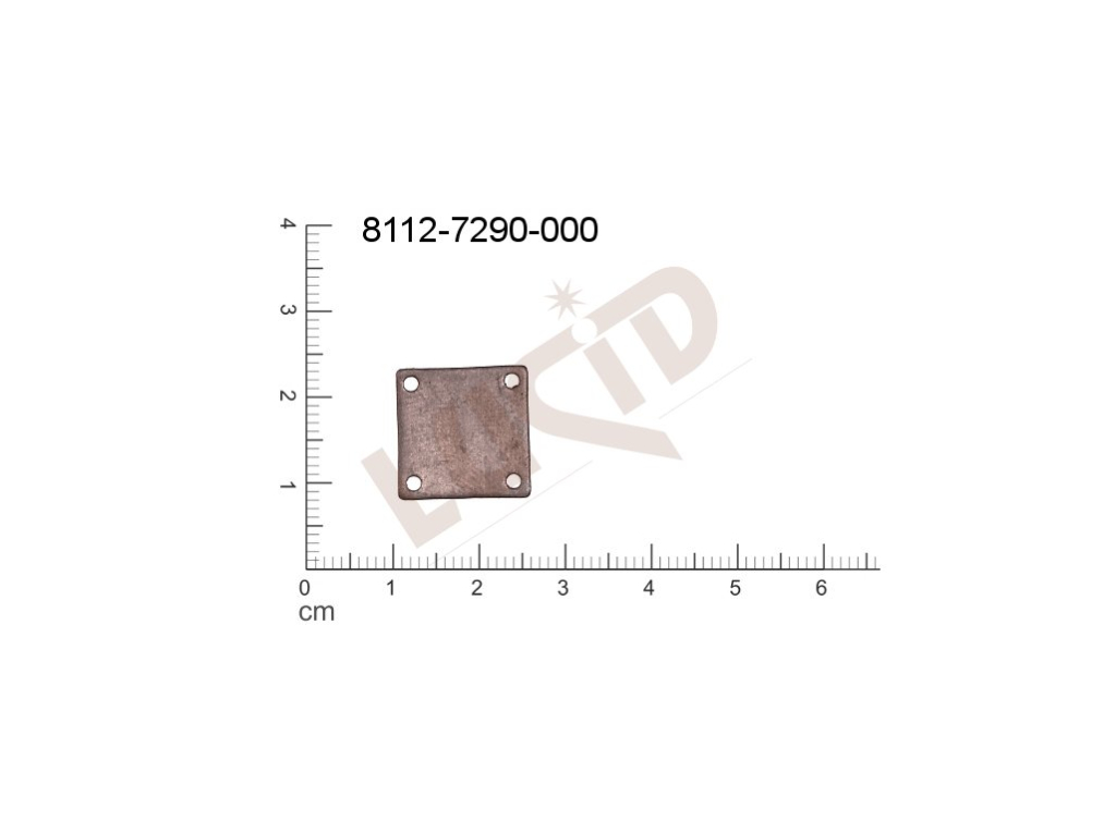 flat cut-out quadrangle other with 4 loops / attaching holes 15.0x15.0mm