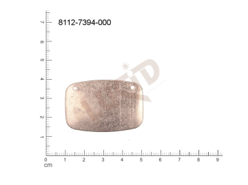 flat cut-out quadrangle other with 2 loops / attaching holes 41.0x27.0mm