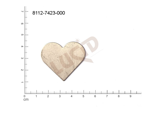 flat cut-out hearts other without loops / attaching holes 38.0x30.0mm