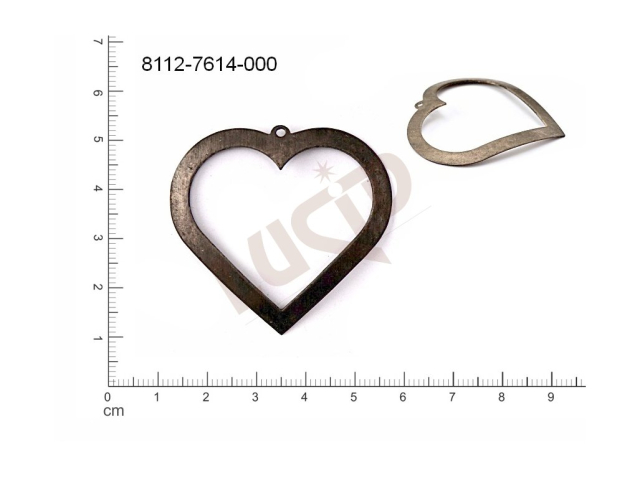 fancy shape hearts other with 1 loop / attaching hole 45x43mm