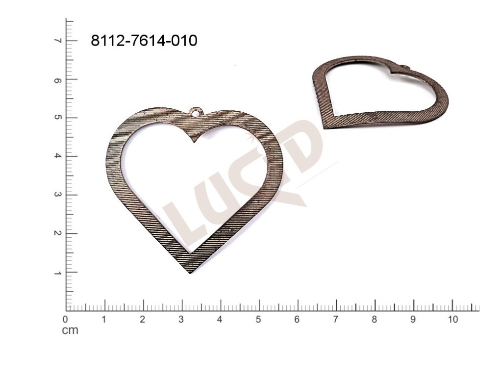 fancy shape hearts other with 1 loop / attaching hole 45x43mm