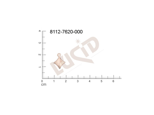 Tvarový výlisek čtyřúhelníky s 1 očkem (svěšovací dírkou) 15.0x11.0mm