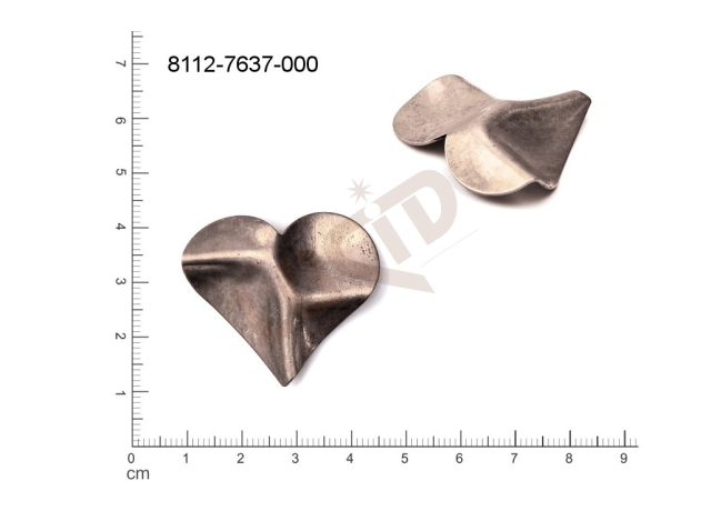 fancy shape hearts other without loops / attaching holes 37.0x34.0mm