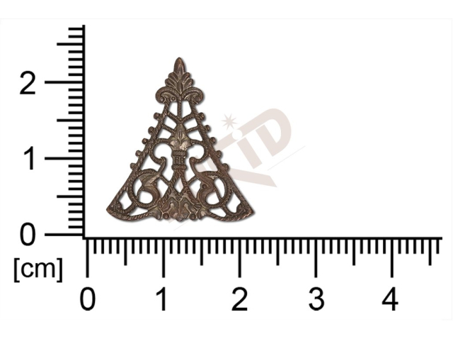 Filigrán, tvarový výlisek, trojúhelník, bez oček , 20x20mm, prořezávaný
