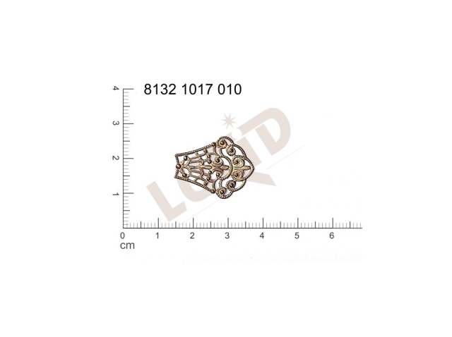 Filigree, fancy shape, other , without  loops 22.0x13.0mm