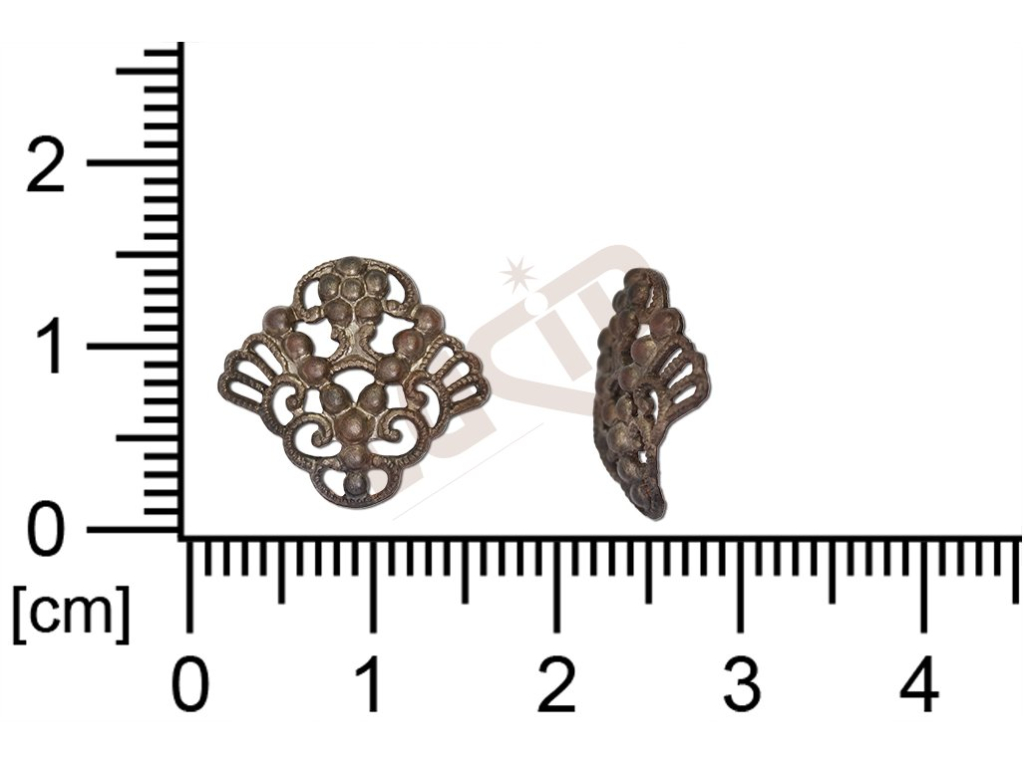 Filigrán, tvarový výlisek, ostatní, bez oček , 15x14mm, prořezávaný, tvarovaný