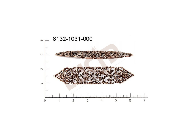 Filigree, fancy shape, other , without  loops 55.0x10.0mm