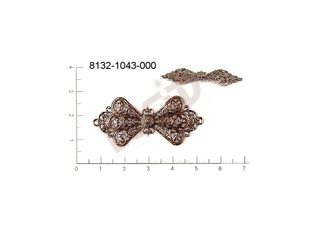 Filigree, fancy shape, ribbons, without  loops , cut-out 46.0x21.0mm