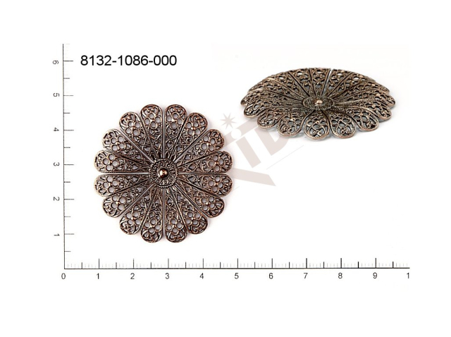 Filigree, fancy shape, plant motives flowers, flower motives , without  loops 40.0mm