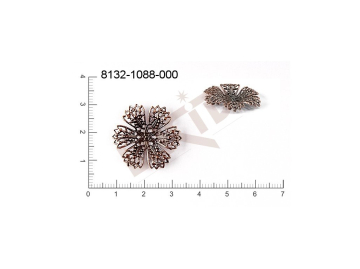 Filigree, fancy shape, plant motives flowers, flower motives , without  loops 25.0mm