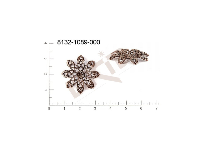 Filigree, fancy shape, plant motives flowers, flower motives , without  loops 25.0mm