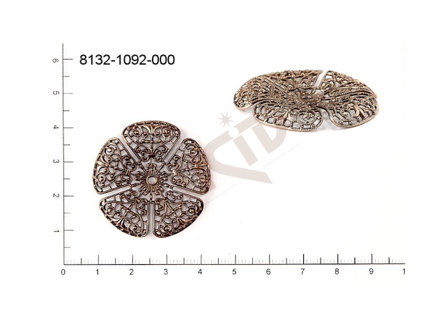 Filigree, fancy shape, plant motives flowers, flower motives , without  loops 34.0mm