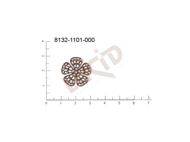 Filigree, fancy shape, plant motives flowers, flower motives , without  loops 20.0mm