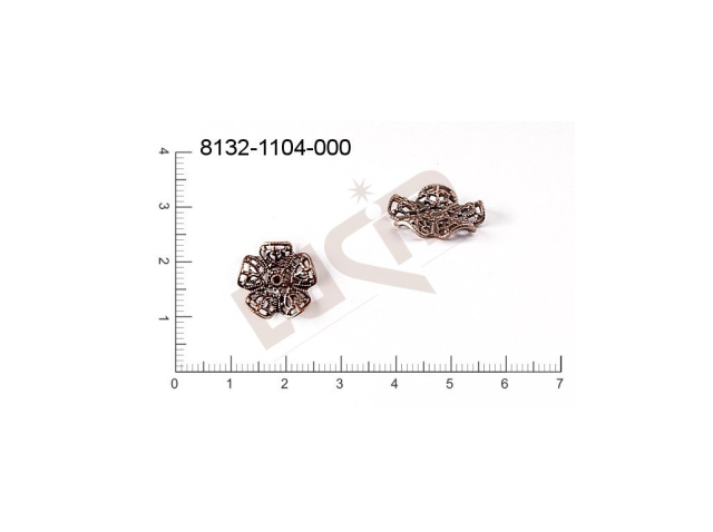 Filigree, fancy shape, plant motives flowers, flower motives , without  loops 14.0mm