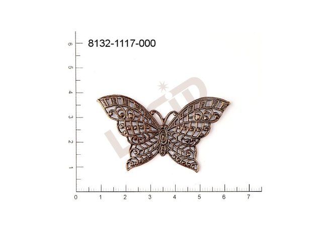 Filigree, fancy shape, animals, butterflies , without  loops 55.0x30.0mm