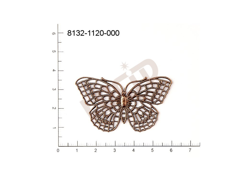 Filigree, fancy shape, animals, butterflies , without  loops 50.0x30.0mm