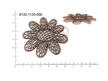 Filigree, fancy shape, plant motives flowers, flower motives , without  loops 54.0x47.0mm