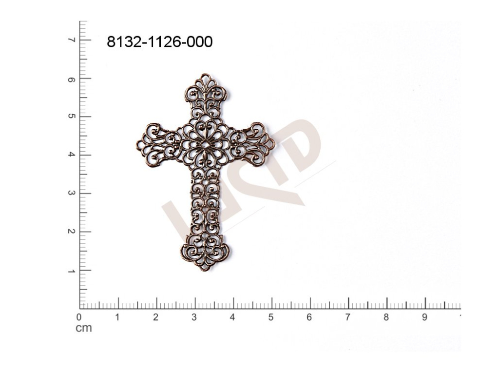 Filigree, fancy shape, crosses , without  loops 50.0x36.0mm