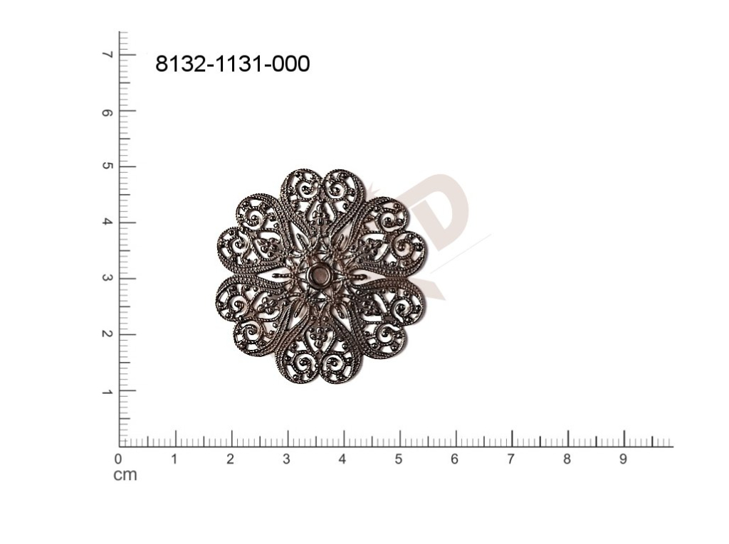 Filigree, fancy shape, round, without  loops 40.0mm