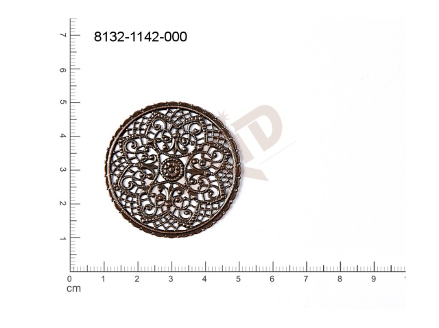 Filigree, fancy shape, round, without  loops 40.0mm