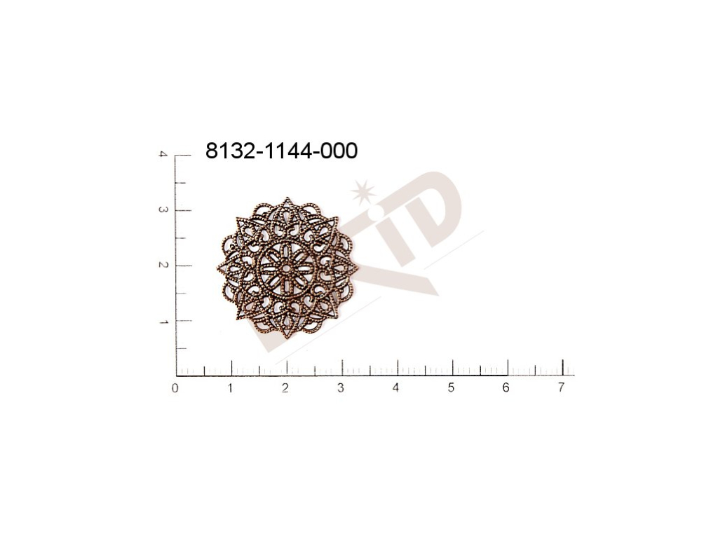 Filigree, fancy shape, round, without  loops 25.0mm