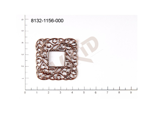 Filigree, fancy shape, quadrangle, without  loops 35.0x35.0mm