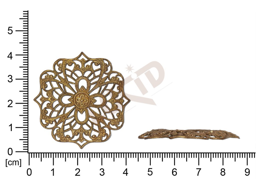 Filigree, fancy shape, plant motives flowers, flower motives , without  loops 39.0x39.0mm