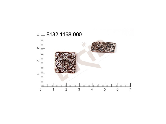 Filigree, fancy shape, quadrangle, without  loops 17.0x17.0mm