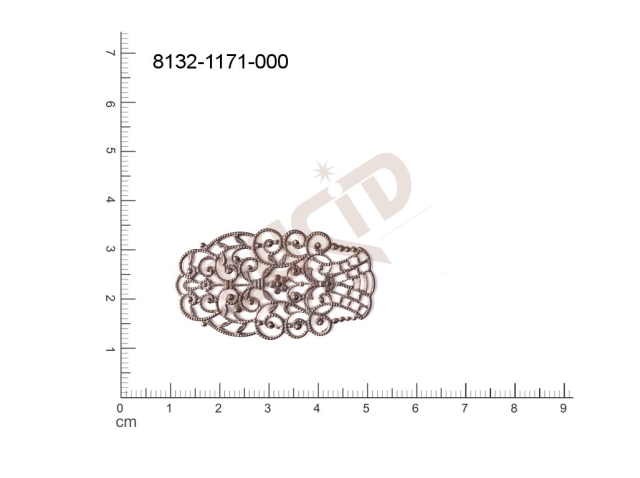 Filigree, fancy shape, other , without  loops 41.0x24.0mm