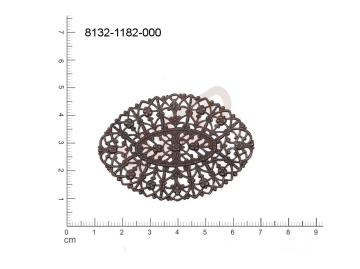 Filigree, fancy shape, oval, without  loops 58.0x39.0mm