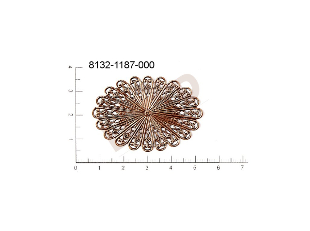 Filigree, fancy shape, oval, without  loops 46.0x32.0mm