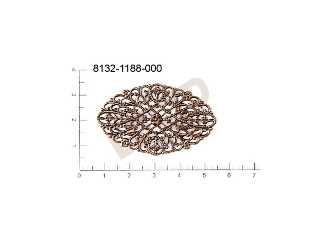 Filigree, fancy shape, oval, without  loops 48.0x28.0mm