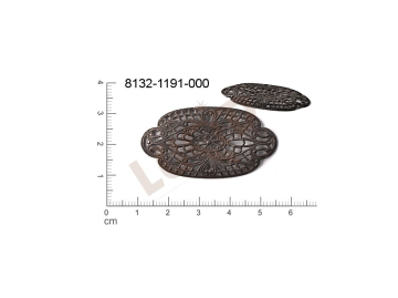 Filigree, fancy shape, oval, without  loops 45.0x22.0mm