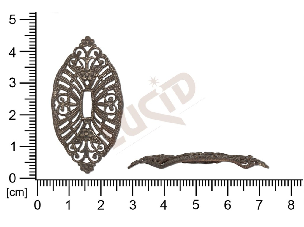 Filigrán, tvarový výlisek, ovál, 45x22mm, prořezávaný, tvarovaný/2