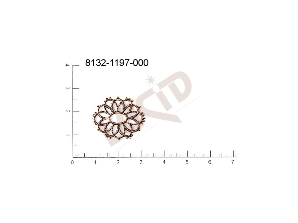 Filigree, fancy shape, oval, without  loops 22.0x18.0mm