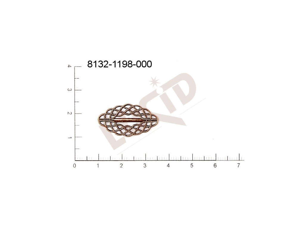 Filigree, fancy shape, oval, without  loops 25.0x14.0mm