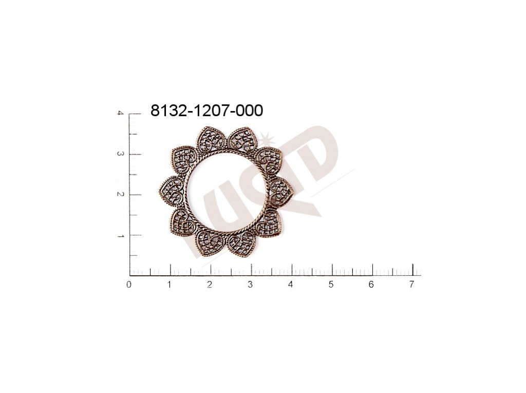 Filigree, fancy shape, plant motives flowers, flower motives , without  loops 33.0mm