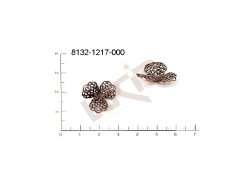 Filigree, fancy shape, plant motives flowers, flower motives , without  loops 17.0x17.0mm