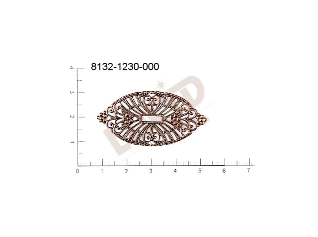 Filigree, fancy shape, oval, without  loops 45.0x22.0mm