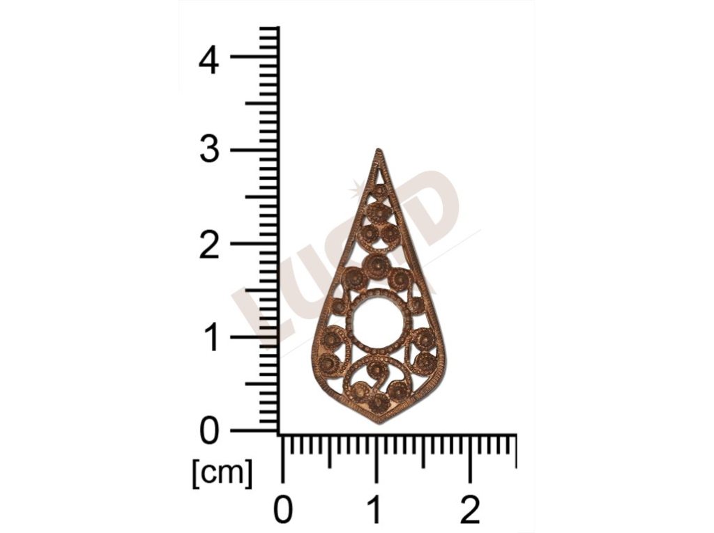 Filigrán, tvarový výlisek, slza, 29x14mm, prořezávaný